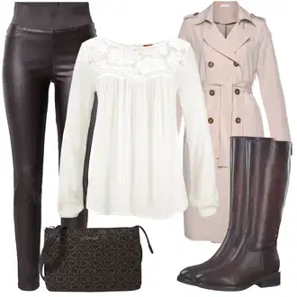 Duga/maxi Outfit sa Crna Dodatak/Kožna Jakna/Hlače Visokog Struka/Tajice Freequent "Jesenski outfiti"