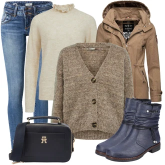 Outfit sa Siva Čizma Iznad Koljena/Dodatak Rieker "Jesenski outfiti"