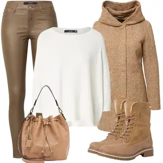 Boja Outfit sa Bež/Smeđa Kaput od Buklea/Pleteni Flis Kaput/Pleteni Kaput/Kaput od Tvida/Kaput od Vunenog Flisa/Zimski Kaput Vuneni kaput/loden kaput Only "Jesenski outfiti"Look: Boja, Vanjski, Za Kuću, Preodjeven, Sveučilišna, Mom