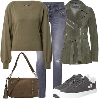 Estetika, Mom Outfit sa Siva/Svjetlosiva/Tamnosiva Hlača Velika Veličina/Traperice LTB "Jesenski outfiti"Look: cool, Mom, Prekrasan, moderne, Francuske, Old Money, Rap, Stil