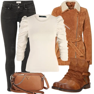 Outfit sa Crvena/Smeđa/Narandžasta/Bež Čizmica Kožna gležnjača/Podstavljena Gležnjača/Borbena Čizma/Vintage Gležnjača/Motociklistička čizma/Ravna Gležnjača Rieker "Jesenski outfiti"