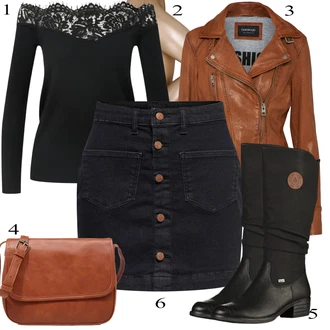 Outfit s Černá Zimní Kozačka/Dlouhá Kozačka/Bota se širokým nohavici/Klasická Kozačka/Plochá Kozačka nad koleno/Nepromokavá Kozačka/Jezdecká Bota Rieker "Podzimní Outfit"