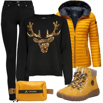 Outfit sa Žuta/Smeđa Čizma na Vezanje/Tenisica Zimske Tenisice/Cipela za Trekking/Zimska cipela Rieker "Jesenski outfiti"