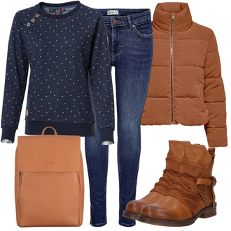 Outfit sa Crna Dukserica s kapuljačom Dukserica Ragwear "Jesenski outfiti"