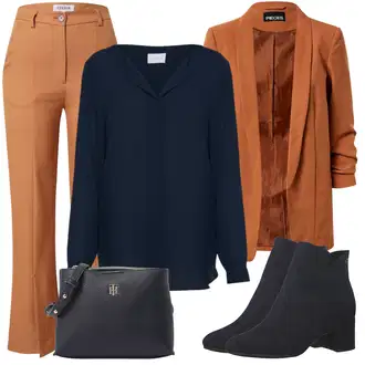 Zakopčaj dolje Outfit sa Tamnoplava Bluza s gumbom/Bluza koja se ne pegla/Slip-on Bluza/Poslovna Bluza/Bluza Dugih Rukava/Kožna jakna za muškarce/Bluza s Podignutim Ovratnikom/Bodija Bluze/Svilena bluza/Jednobojna Bluza Vila "Dopadljivi poslovni outfit"