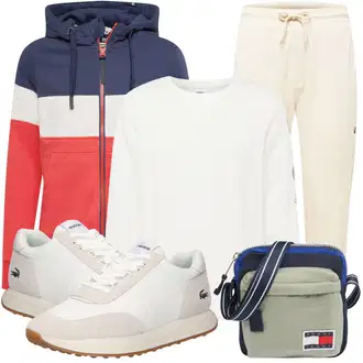 Sport Outfits mit Beige/Rosa/Blau Jogginghose/Hoodie/Leggings Tommy Hilfiger "Lässiger Freizeit Look"