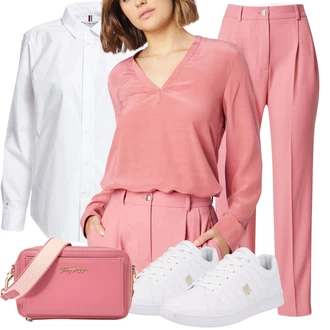 Dlouhé Outfit s Šedá Halenka/Halenka Móda Pro Plnoštíhlou Tommy Hilfiger "Perfekt na podzim"
