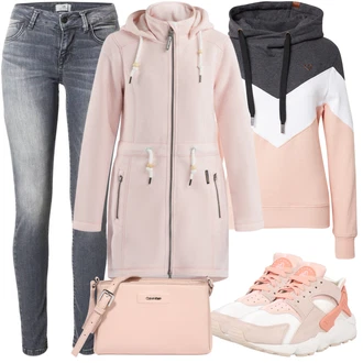 Veslování Outfit s Růžová Originální mikina/Sportovní mikina/Svetr S Kapucí/Pletená mikina s kapucí/Sportovní mikina Alife and Kickin "Módní vzhled pro podzim"Look: Veslování, Běhání, Jízda na koni