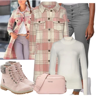 Outfit s Růžová Šněrovací Kotníková Bota/Plochá Kotníková Bota/Zimní Kozačka/Zimní kotníková bota/Kotníková Bota s Podšívkou/Kožené pánské obuv/Zimní tenisky/Klasická kozačka Lascana "Módní vzhled pro podzim"