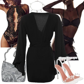 Outfit s Šedá/Černá/Růžová/Fialová/Zelená Krajkový Body/Korzet/Korselet/Krajková podprsenka JETTE "Nejlepší rave outfit"