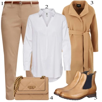 7/8 délka Outfit s Béžová Kalhoty Veľké Veľkosti/7/8 Kalhoty Comma "Obchodní Outfit"