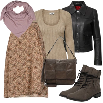 Outfit s Hnědá/Zelená morgan "Podzimní Outfit"