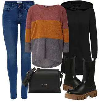 Outfit s Černá Přechodový Kabát/Softshellový Kabát/Kabát s Kapucí/Lodenový kabát/Scuba Kabát Only "Podzimní Outfit"
