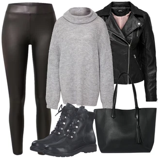 Outfit s ?erná Móda Pro Plno?tíhlou/Midi Kabát/Vest Dlouhý svetr Only "Podzimní Outfit"