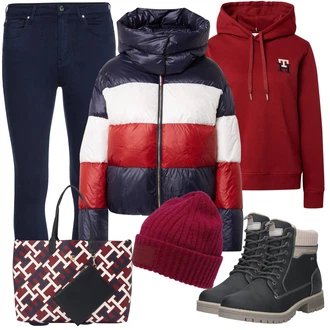 Outfit s Fialová Klobouk Čepice Tommy Hilfiger "Podzimní Outfit"