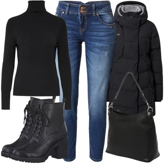 Outfit s Černá Zimní Kabát Ragwear "Podzimní Outfit"