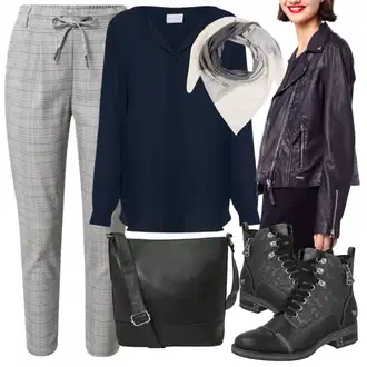 S nýtováním Outfit s Černá/Fialová/Tmavě šedá Motorkářské Bund/Kožené Bund Kožená vintage bunda/Bunda z Umělé Kůže/Vosková Bunda/Kožené Bund/Kožená Bomber Bund Maze "Podzimní Outfit"