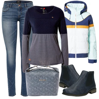 Outfit s Modrá Sportovní Bund ROXY "Podzimní Outfit"