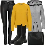 Černé Gumové Kotníkové Boty na Motorku Outfity image