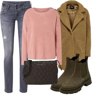 Outfit s Hnědá/Béžová/Khaki Kabát Bouclé/Teddy Kabát/Kožich Kabát/Lodenový kabát Only "Podzimní Outfit"
