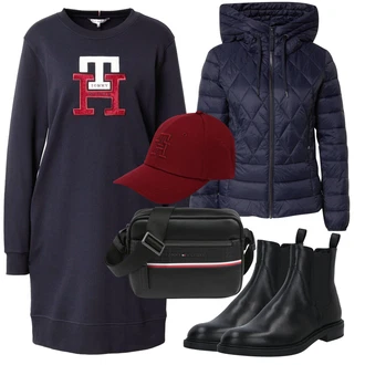 Outfit s Červená Klobouk Kšiltovka Tommy Hilfiger "Podzimní Outfit"