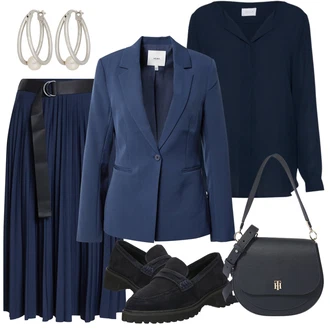 Dlouhé Outfit s Tmavě modrá Kožená bunda pro muže/Hedvábná Halenka/Businessová Halenka/Jednobarevná Halenka/Halenka s Dlouhým Rukávem/Halenkové Body/Žehlení odolná blůza/Slip-on Halenka/Blůza s knoflíčkem/Halenka se Stojatým Límcem Vila "Podzimní Outfit"