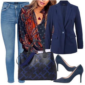 Outfit s Černá/Modrá Dlouhá tylová sukně/Dlouhý Zimní Kabát/Zvonová Kalhoty/Dlouhé Kardigany/Oblek Comma "Podzimní Outfit"