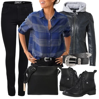 St?edov?k Outfit s ?erná/?edá/Tmav? ?edá/St?íbrný Le?érní pásek/Klasické Pásky/?iroký Opasek/Ko?ený Pásek/Pásek bez P?ezky Lascana "Podzimní Outfit"Look: Lesk, Cool, Irský, Metal, St?edov?k, Unisex, Retro, 80tá léta