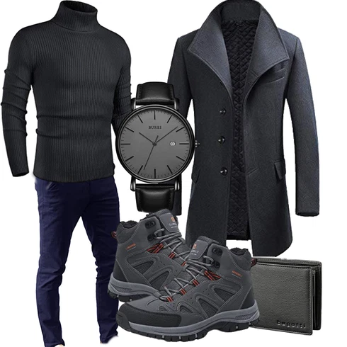 Schwarz/Grau/Dunkelgrau/Hellgrau/Dunkelblau Herren LederSchuhe/Wasserfester Schuh/Wasserdichter OutdoorSchuh/Trekkingstiefel ARRIGO BELLO kombinieren
