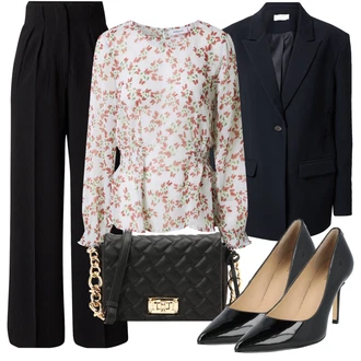 Len Léto Outfit s Černá/Béžová Plisovaná Kalhoty/Plisovaná kalhoty/Kalhoty s nášivkou uprostřed/Kalhoty s Vysokým Pasem/Kalhoty se Štěrbinou/Palazzo Kalhoty/Business Kalhoty/Obleková Kalhoty/MarLene Kalhoty Leger by Lena Gercke "Podzimní Outfit"