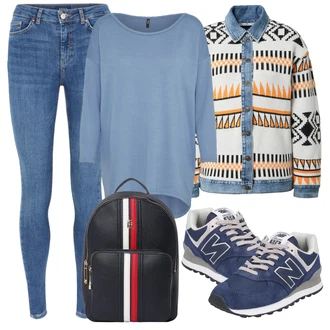 Outfit s Modrá Teniska New Balance "Podzimní Outfit"