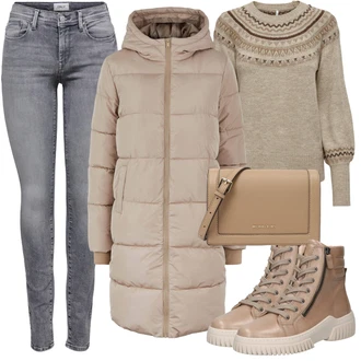Outfit s Béžová Kozačka Šněrovací Kotníková Bota Gabor "Outfit v podzimních barvách"