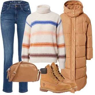 Outfit s Žlutá/Oranžová/Hnědá/Béžová Nepromokavá Kozačka/Klasická Kozačka/Šněrovací Kozačka Timberland "Outfit v podzimních barvách"
