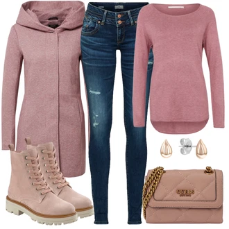 Comfort Outfit s Růžová/Fialová/Béžová Kozačka Šněrovací Kotníková Bota/Zimní kotníková bota/Plochá Kotníková Bota/Bojová Bota/Kotníková Bota s Podšívkou/Klasická Kozačka Elbsand "Outfit v podzimních barvách"