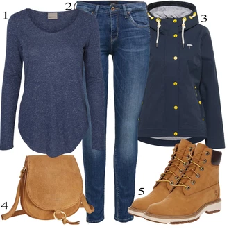 outfit mit Timberland "Padajoča oblačila"