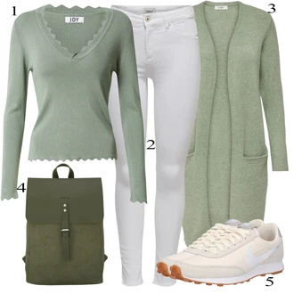 Outfit s Bílá Zimní bota/Nízká bota na podpatku/Šněrovací Bota/Běžecká bota/Nízká Teniska Nike Sportswear "Podzimní Outfit"