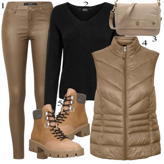 Lehké Outfit s Hnědá/Béžová Kozačka Šněrovací Kotníková Bota/Zimní kotníková bota/Bojová Bota/Kotníková Bota s Podšívkou/Trekingová Bota/Zimní bota Only "Podzimní Outfit"