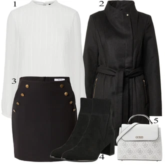 Outfit s Černá Zimní Kabát Vlněný kabát/Vlněný Fleecový Kabát/Scuba Kabát/Midi Kabát/Lodenový kabát/Kabát se Zipem/Kašmírový Kabát/Blazerový Kabát VERO MODA "Podzimní Outfit"