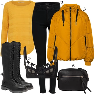 S Třásně Outfit s Černá/Bílá Kožená bunda/Kožené Boty/Zimní bunda/Slim Fit Džíny/Džíny s Nízkým Sedem/Push up Džín/Motorkářské Džíny/Termální Džíny Only "Podzimní Outfit"