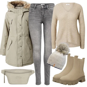 Outfit s Šedá Čepice Chillouts "Skvělé pro podzim"