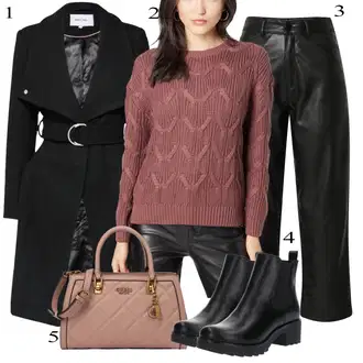 Outfit s Černá/Zelená/Tmavě Zelená Kožené zvonové kalhoty/Kožená Kalhoty/Kalhoty z Umělé Kůže/Vinylové kalhoty guido maria kretschmer women "Ležérní Outfits"