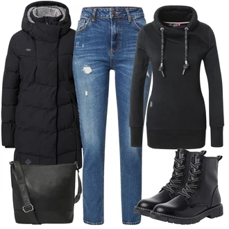 Outfit s Černá Kozačka Šněrovací Kotníková Bota/Klasická Kozačka/Bojová Bota/Plochá Kotníková Bota/Motorkářská bota MARCO TOZZI "Skvělé pro podzim"