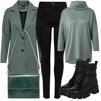 Outfit s Černá/Tmavě modrá Legíny s Podšívkou/Teplé Legíny/Kožená bunda/Neprůhledný Legíny/Sportovní Legína/Formovaná Legína/Bavlněné Legíny/Legíny s Rozparkem/Pletený Legín Only "Skvělé pro podzim"