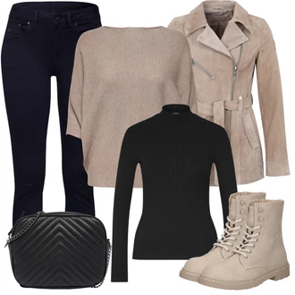 Outfit s Šedá/Béžová Zimní bota/Kozačka Šněrovací Kotníková Bota/Šněrovací Bota/Nízká bota na podpatku Dockers by Gerli "Skvělé pro podzim"