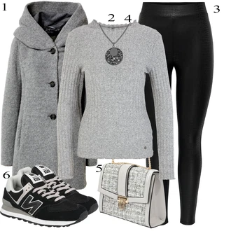 Outfit s Černá Teniska/Zimní bota/Nízká bota na podpatku New Balance "Ležérní Outfits"