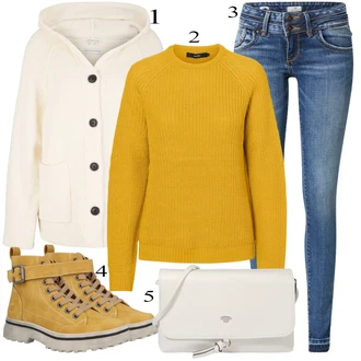 Outfit s Žlutá Pletený Oděv VERO MODA "Podzimní Outfit"