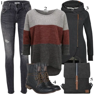 Outfit s Černá Dlouhá tylová sukně/Dlouhý Zimní Kabát/Dlouhý Svetr/Dlouhé Kardigany/Mikina s kapucí Mikina Alife and Kickin "Podzimní Outfit"