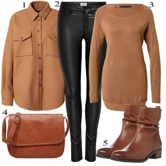 outfit mit Rjava/Bež Bluza in Tunika/Bluza velika velikost/Plašč "Padajoča oblačila"