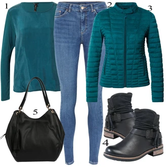 outfit mit Črna Škorenj Rieker "Padajoča oblačila"