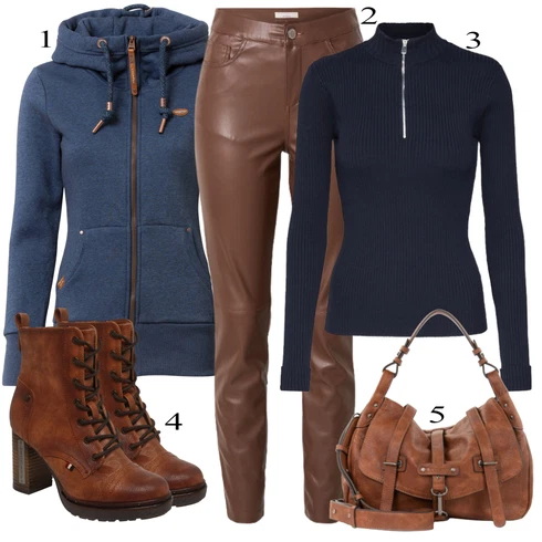 Kombinace Hnědá/Khaki/Šedá/Béžová/Tmavě hnědá Kožený legíny/Kožená Kalhoty/Legíny Kožený Vzhled/Kalhoty z Umělé Kůže guido maria kretschmer women